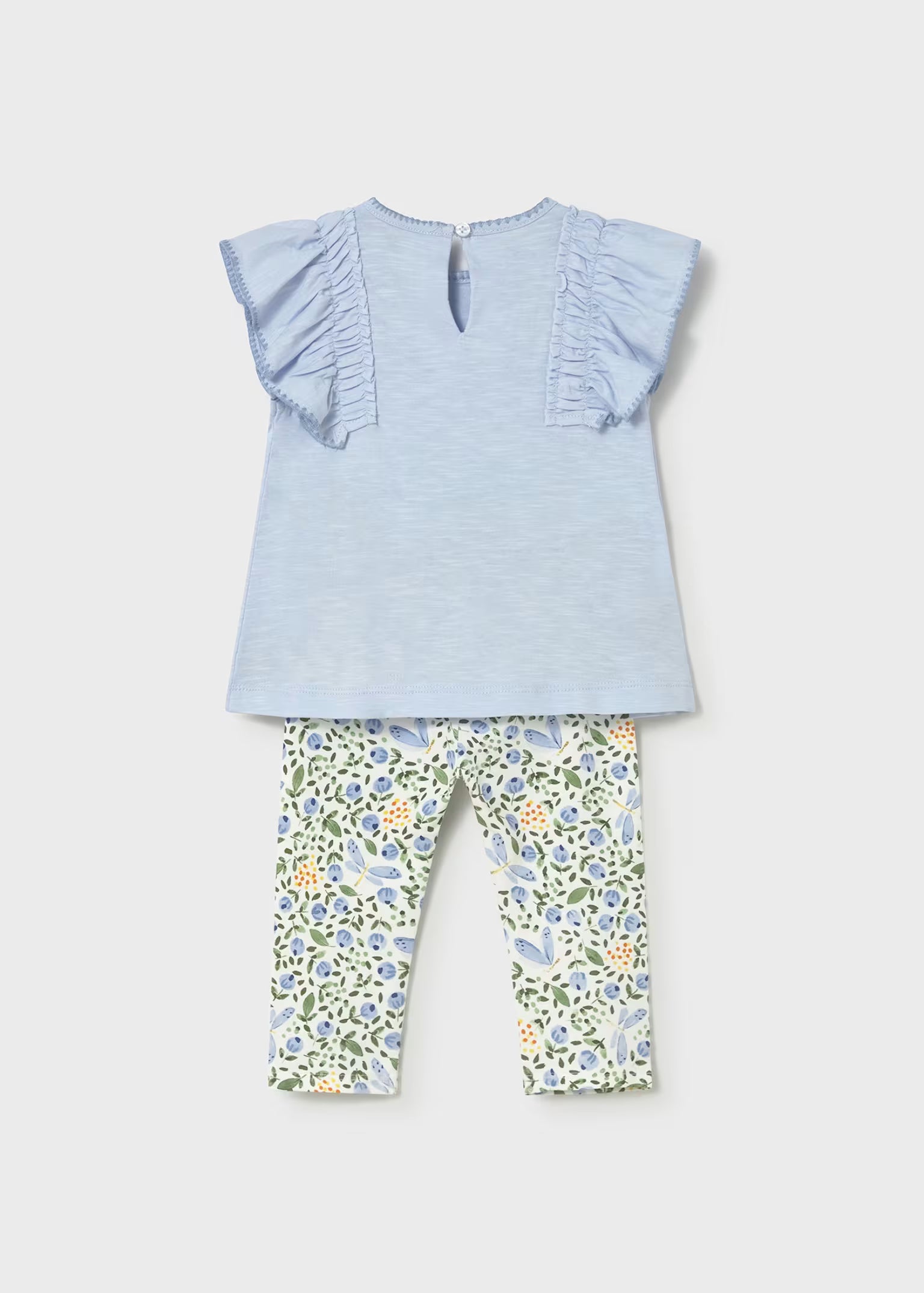 Completo leggings stampato e maglietta neonata - Azzurro Polvere