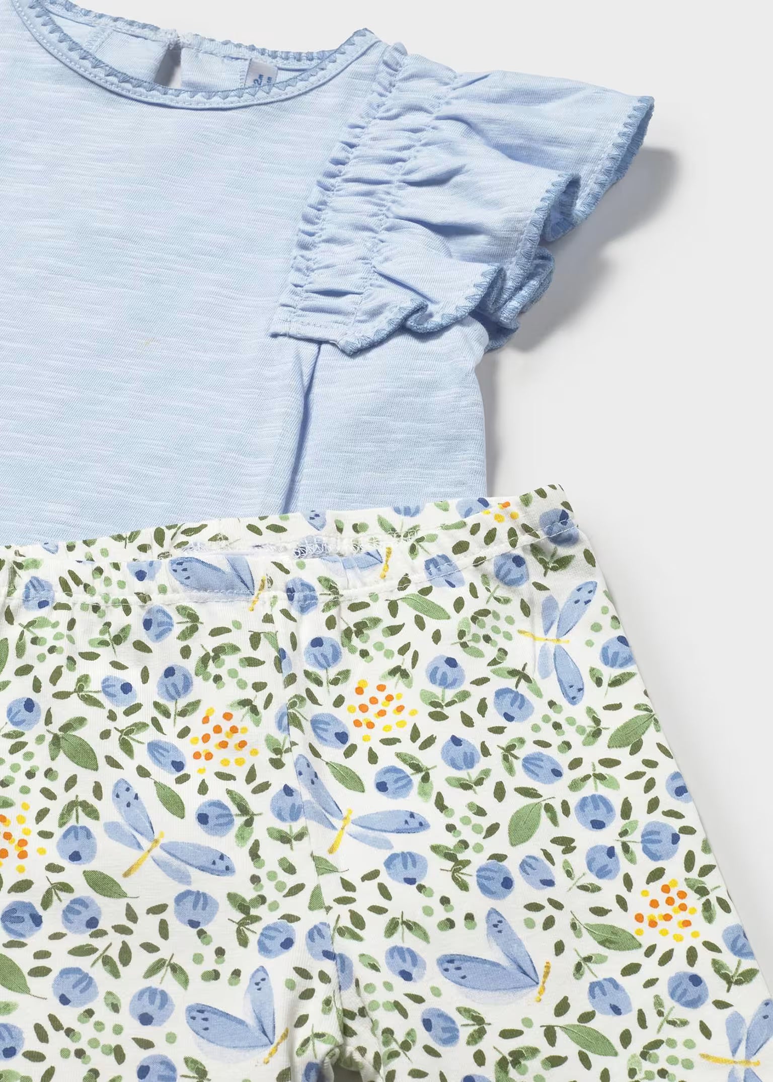 Completo leggings stampato e maglietta neonata - Azzurro Polvere