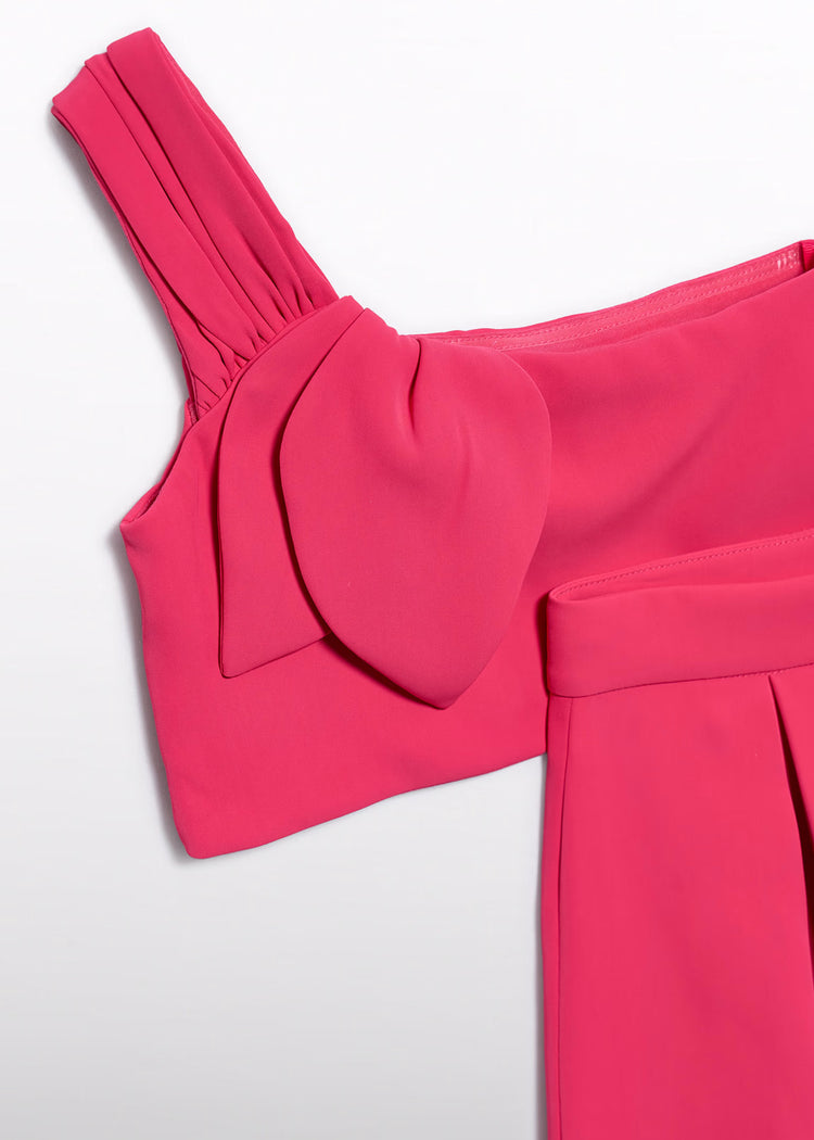 Completo pantaloncino asimmetrico Abel&Lula crepe bambina - Fuxia
