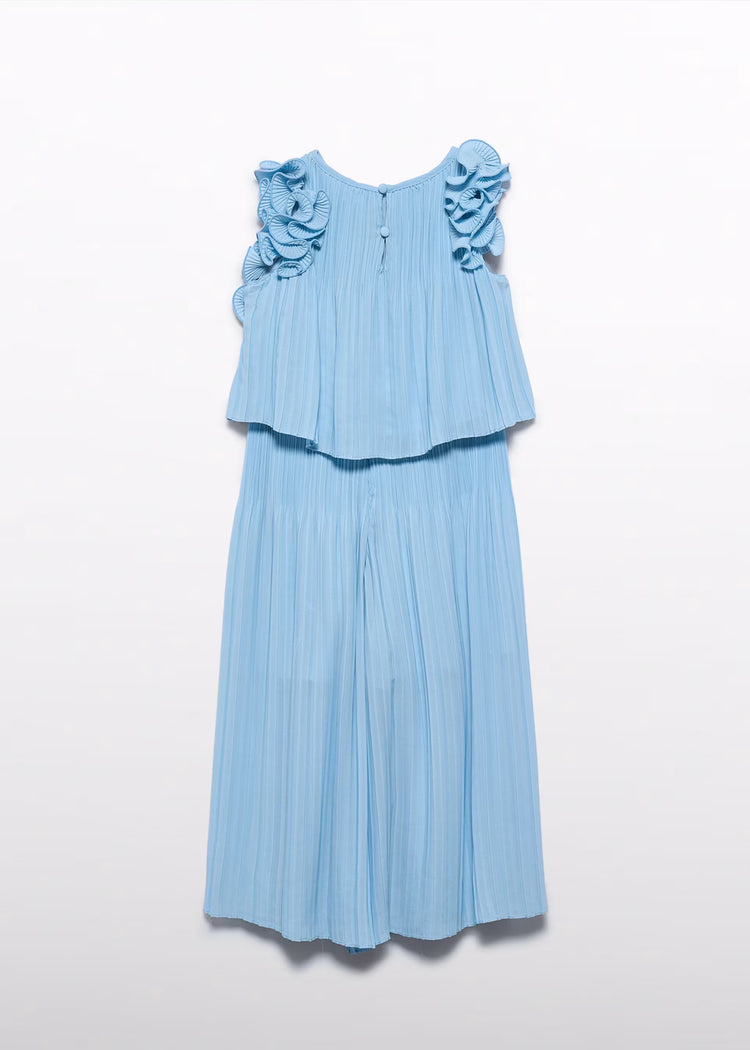 Completo pantalone chiffon Abel&Lula plissettata bambina - Azzurro Polvere