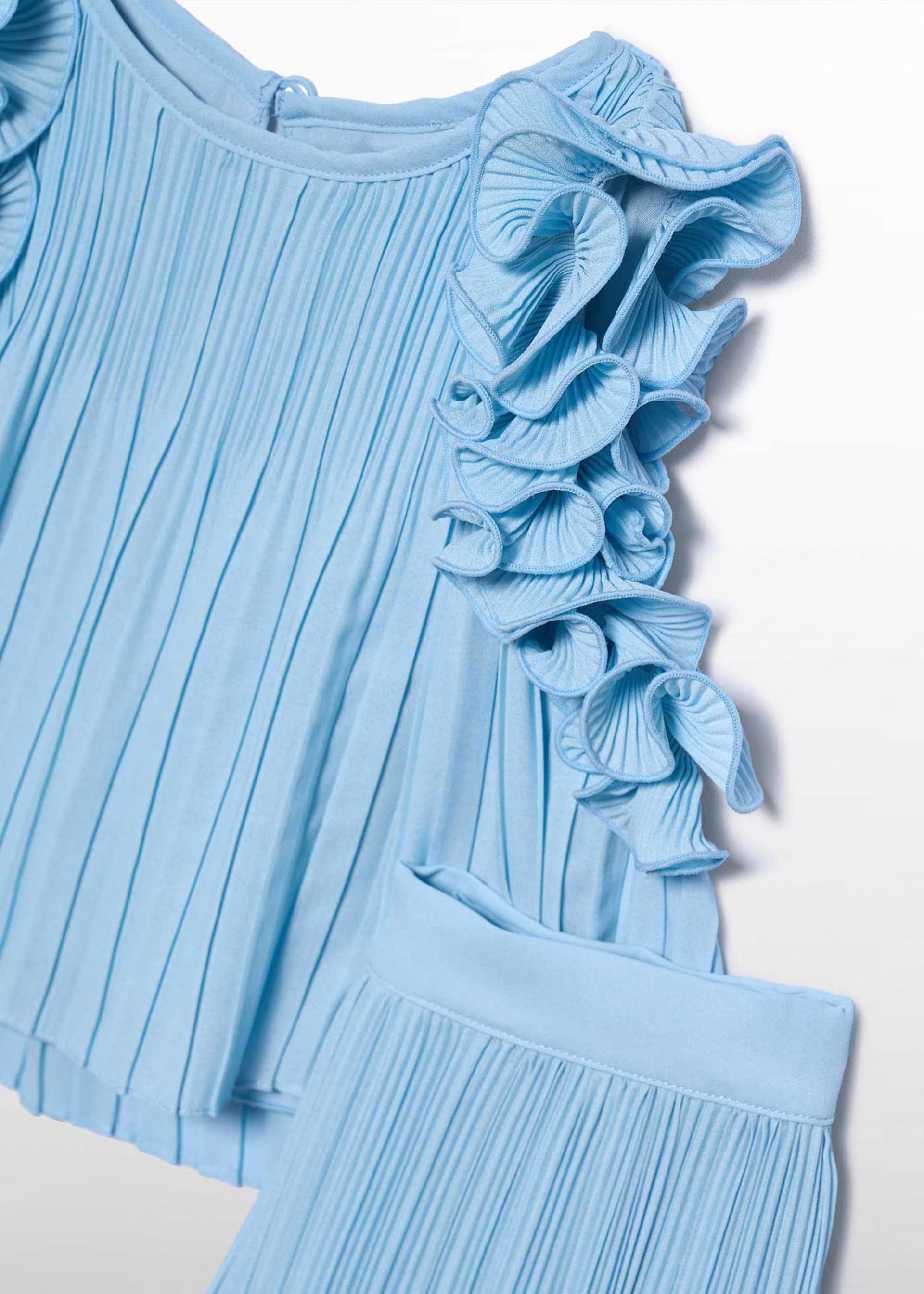 Completo pantalone chiffon Abel&Lula plissettata bambina - Azzurro Polvere