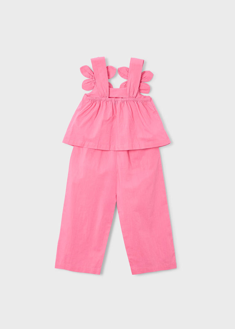 Completo pantalone e blusa Mayoral fiori bambina - Geranio