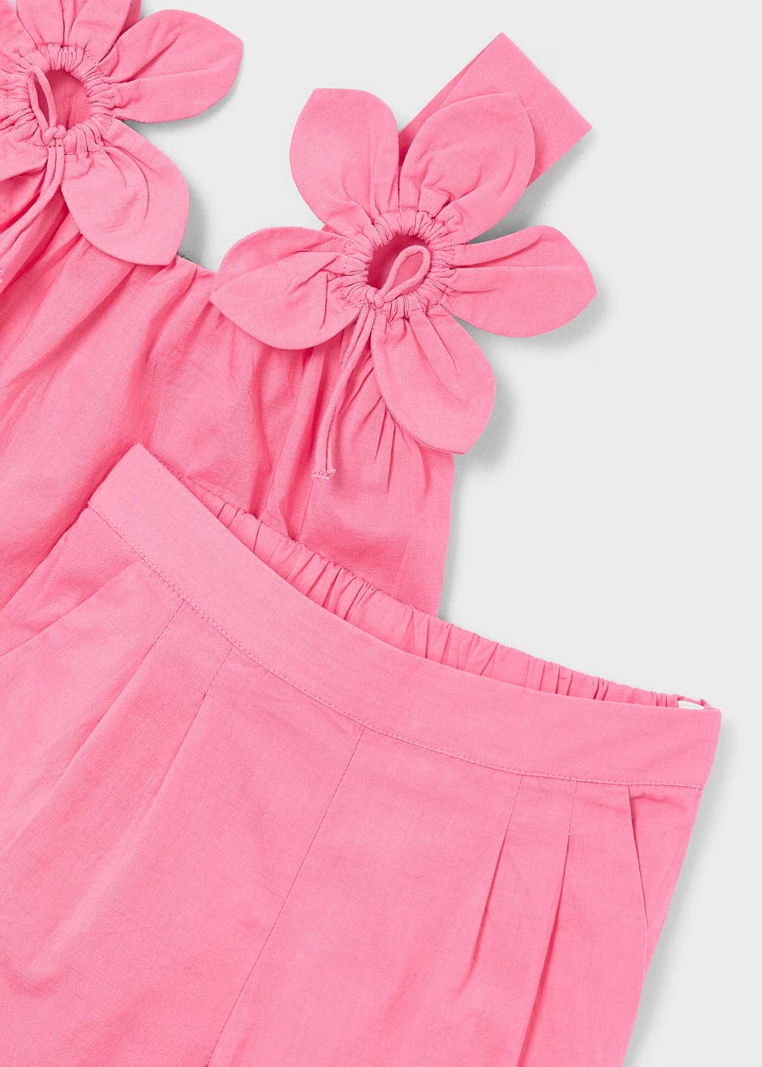 Completo pantalone e blusa Mayoral fiori bambina - Geranio