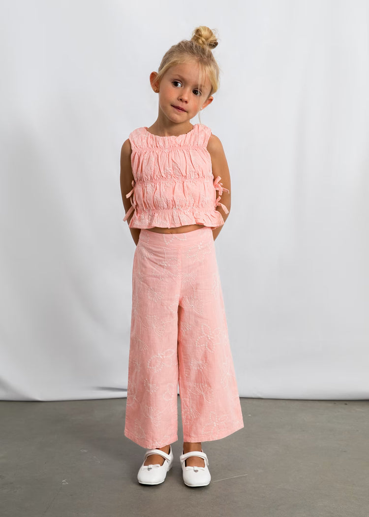 Completo Mayoral pantalone e top arricciato bambina - Rosa pesca