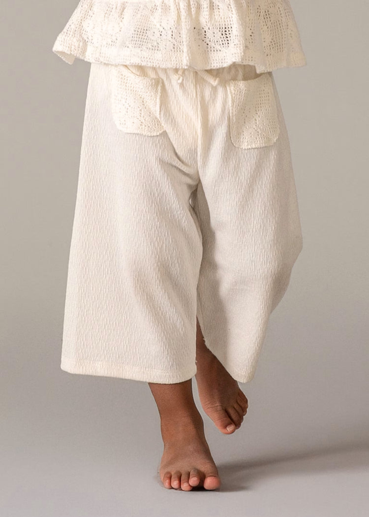 Completo pantalone e top Mayoral crochet neonata - Panna