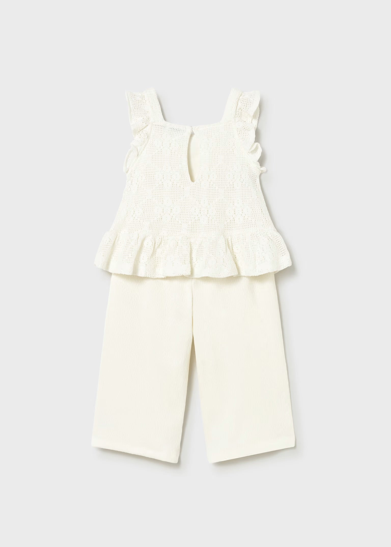 Completo pantalone e top Mayoral crochet neonata - Panna