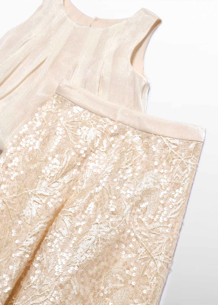 Completo pantalone paillettes Abel&Lula bambina - Champaigne