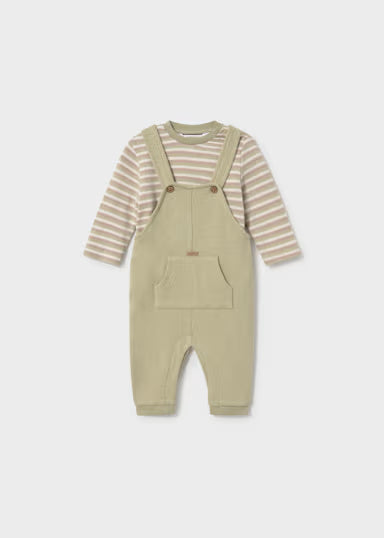 COORDINATO SALOPETTE VERDE CON SHIRT RIGHE