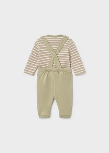 COORDINATO SALOPETTE VERDE CON SHIRT RIGHE