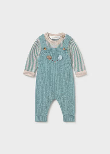 COORDINATO SALOPETTE E MAGLIOCINO BEIGE/ CARTA DA ZUCCHERO