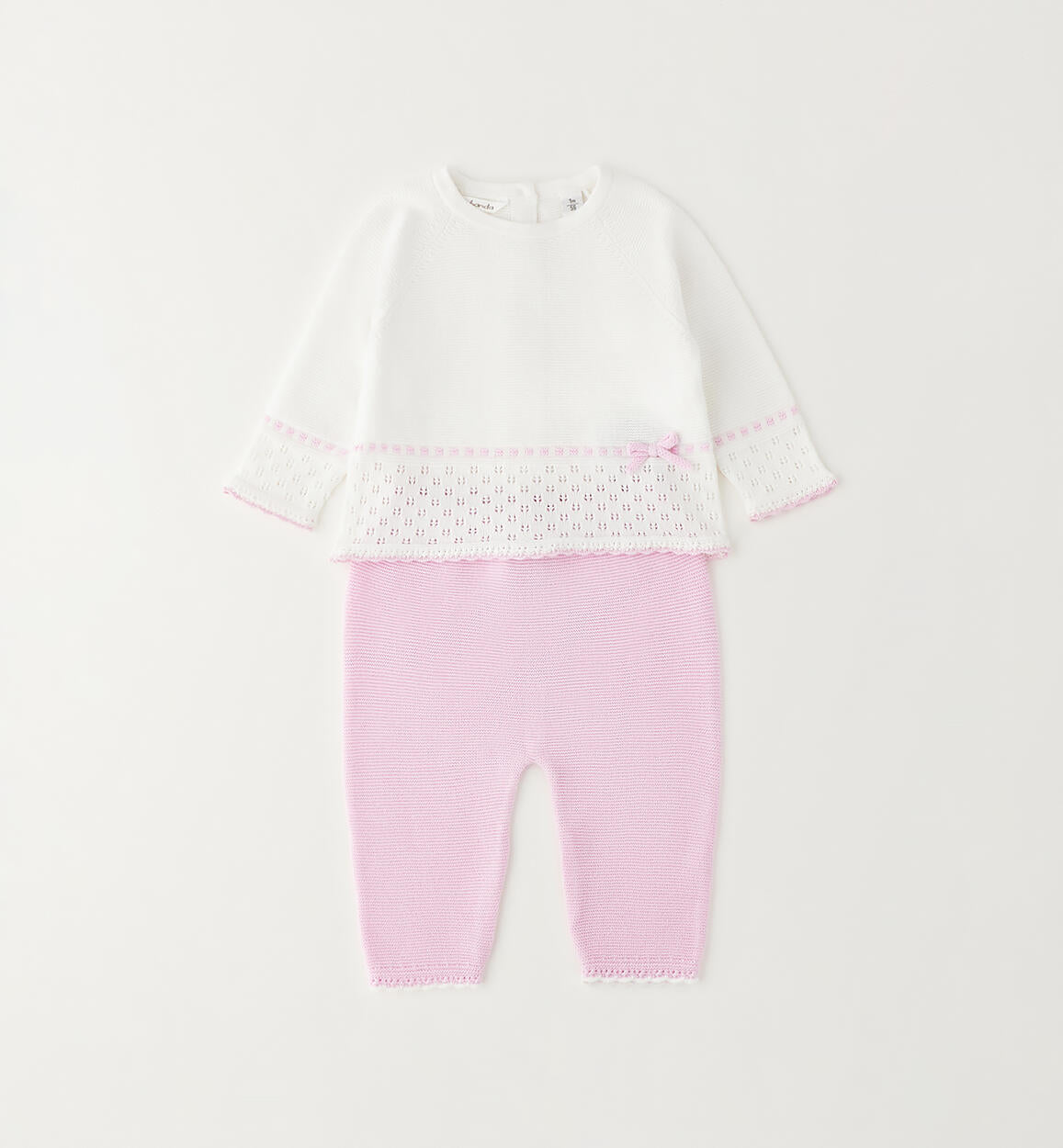 Completo uscita clinica neonata Minibanda - Bianco/Rosa