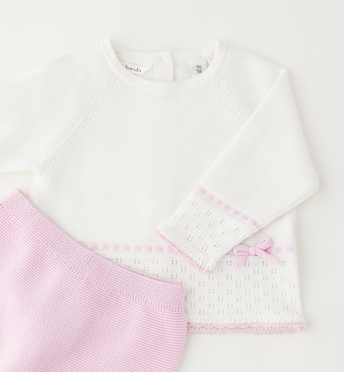 Completo uscita clinica neonata Minibanda - Bianco/Rosa