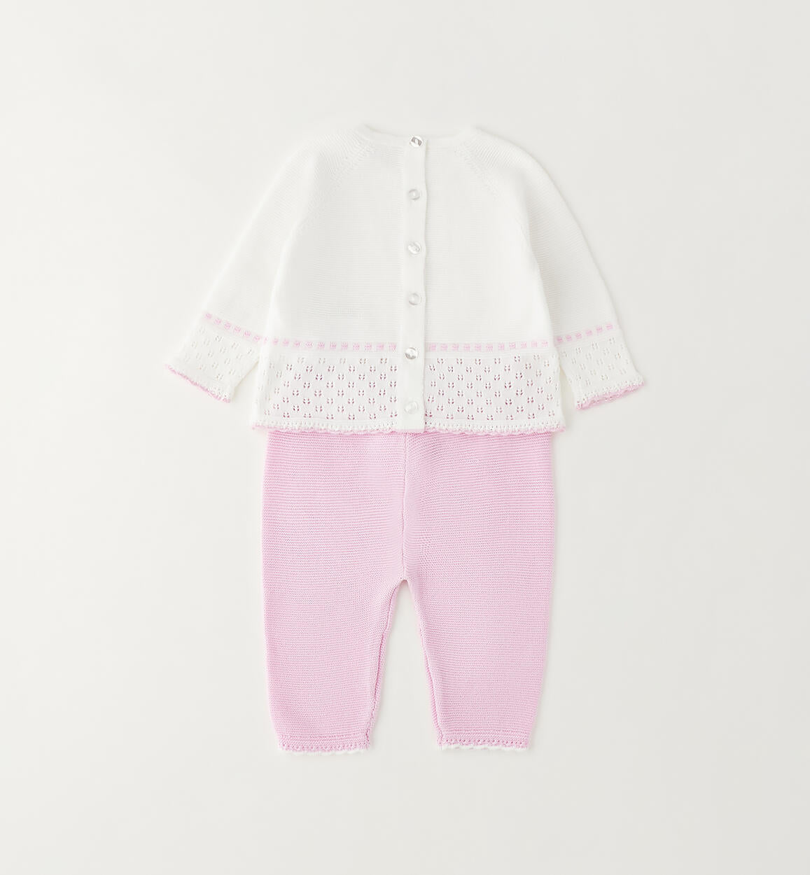 Completo uscita clinica neonata Minibanda - Bianco/Rosa