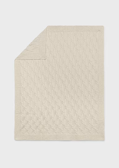 COPERTINA TRECCIA IN LANA CREMA