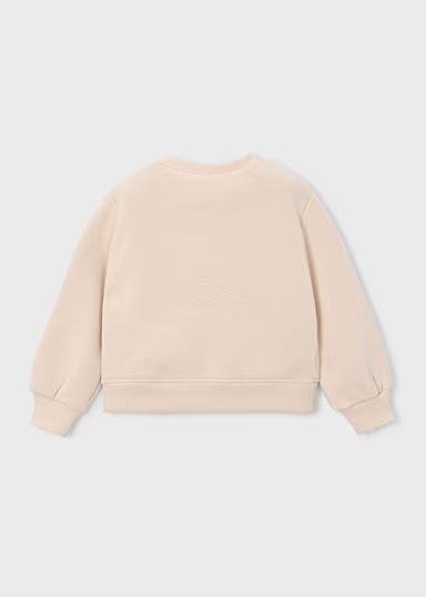 FELPA BEIGE CUORI PAILLETTES ROSA