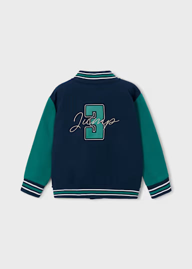 FELPA COLLEGE CON BOTTONI VERDE/BLU