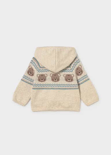 FULLZIP ORSO CON CAPPUCCIO IN LANA BEIGE