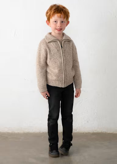 CARDIGAN IN LANA COLLO ALTO FANTASIA BEIGE