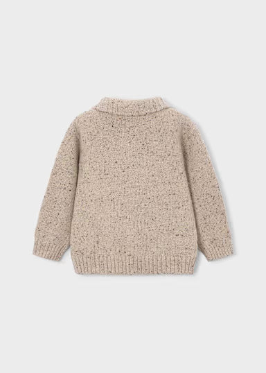 CARDIGAN IN LANA COLLO ALTO FANTASIA BEIGE