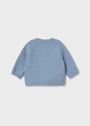 CARDIGAN TRICOT TINTA UNITA AZZURRO