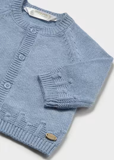 CARDIGAN TRICOT TINTA UNITA AZZURRO