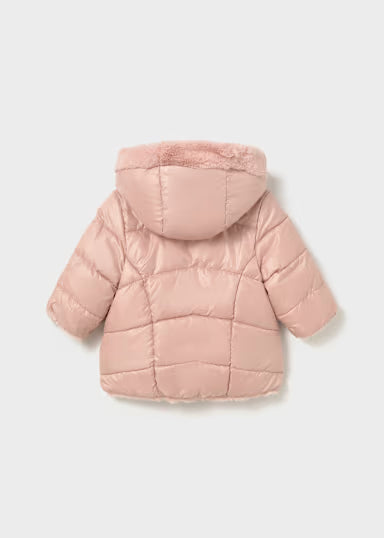PIUMINO TASCHE FIOCCHI ROSA REVERSIBILE IN PELLICCIA