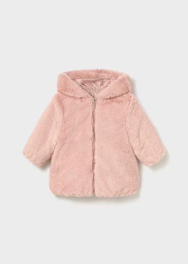 PIUMINO TASCHE FIOCCHI ROSA REVERSIBILE IN PELLICCIA