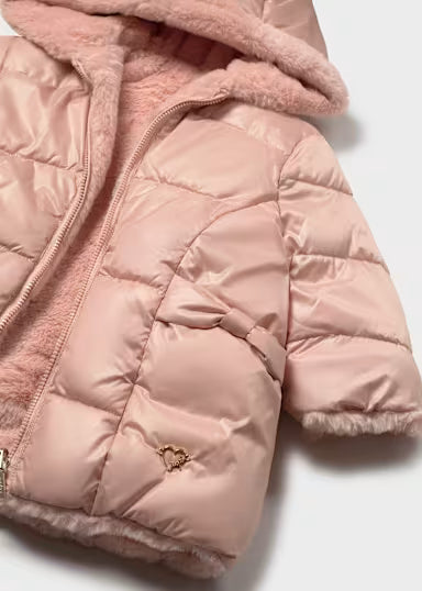 PIUMINO TASCHE FIOCCHI ROSA REVERSIBILE IN PELLICCIA