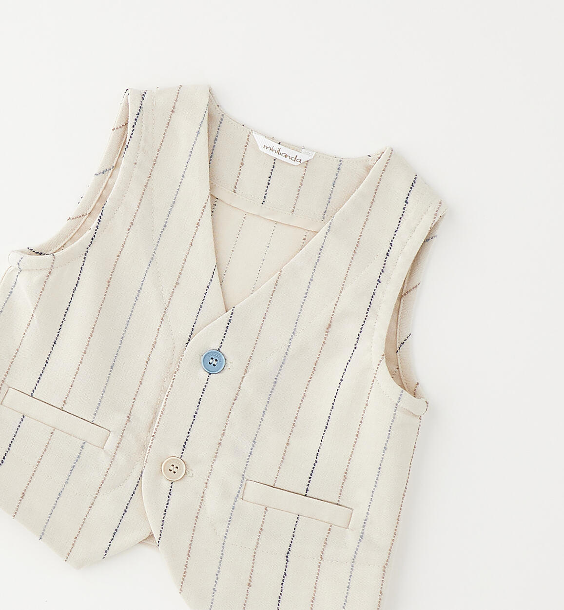 Gilet cerimonia Minibanda neonato - Righe Beige