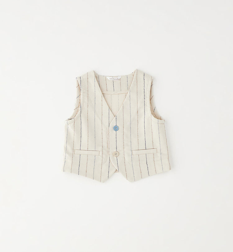 Gilet cerimonia Minibanda neonato - Righe Beige