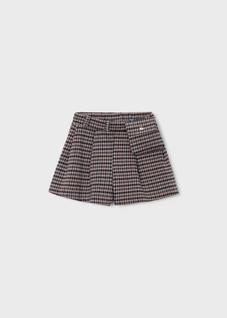SHORT GONNA A QUADRI BLU/BORDOUX