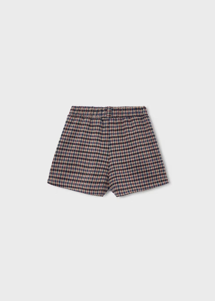 SHORT GONNA A QUADRI BLU/BORDOUX