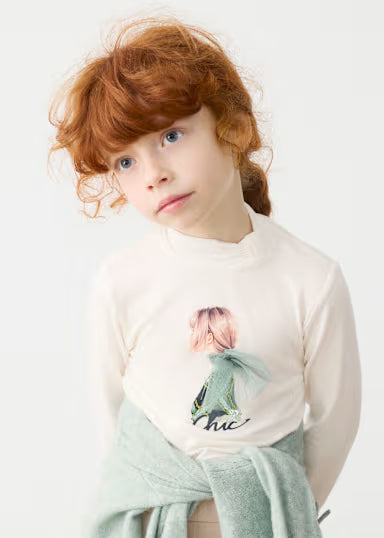 SHIRT PANNA CON FIOCCO TULLE VERDE