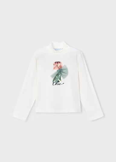 SHIRT PANNA CON FIOCCO TULLE VERDE