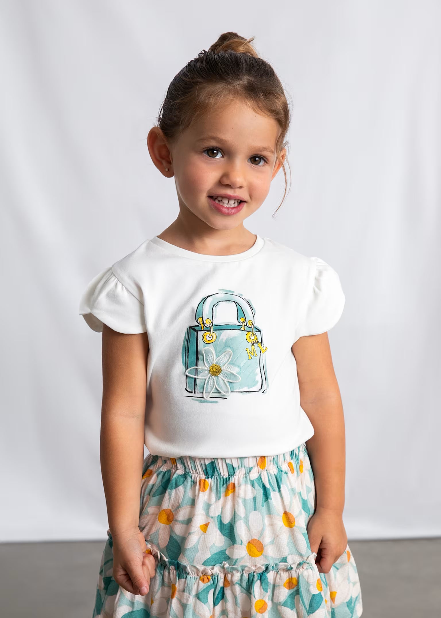 Maglietta Mayoral serigrafia bambina - Fantasia Margherite