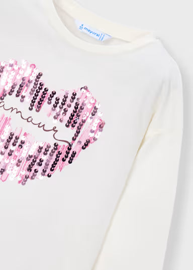 T-SHIRT PANNA CUORE PAILLETTES FUXIA