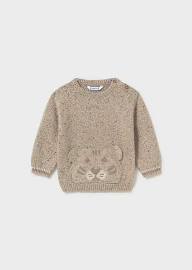 MAGLIONE TASCHE ORSO MICROFANTASIA BEIGE