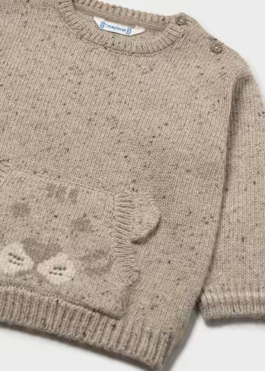 MAGLIONE TASCHE ORSO MICROFANTASIA BEIGE