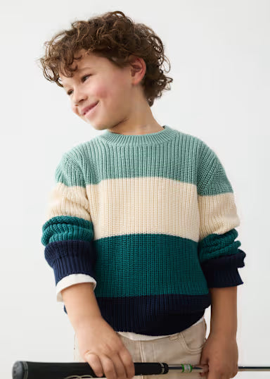 MAGLIONCINO FASCE TRICOLORE BLU/VERDE/PANNA