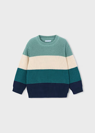 MAGLIONCINO FASCE TRICOLORE BLU/VERDE/PANNA
