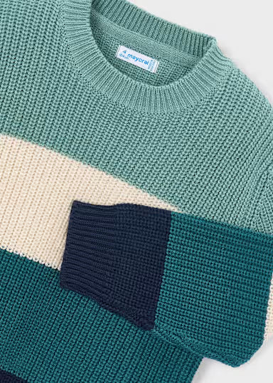 MAGLIONCINO FASCE TRICOLORE BLU/VERDE/PANNA