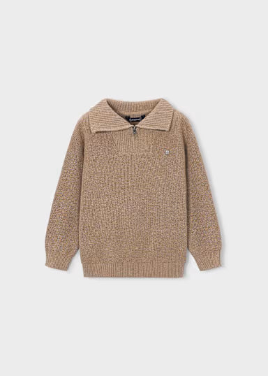 MAGLIONCINO COLLO ZIP MARRONE