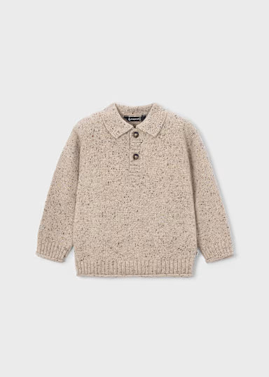MAGLIONE CON COLLETTI MICROFANTASIA BEIGE