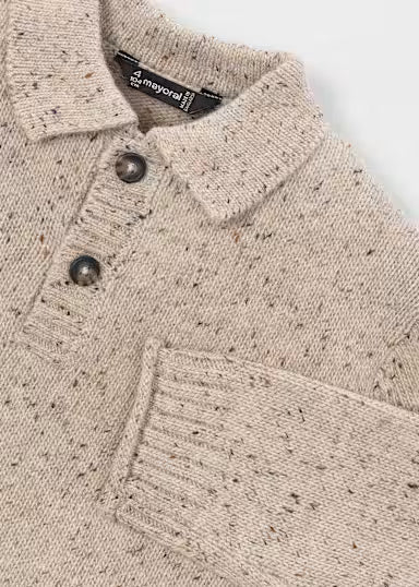 MAGLIONE CON COLLETTI MICROFANTASIA BEIGE