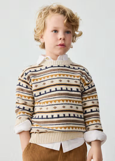 MAGLIONCINO JACQUARD FANTASIA BEIGE/OCRA
