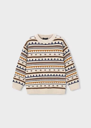 MAGLIONCINO JACQUARD FANTASIA BEIGE/OCRA