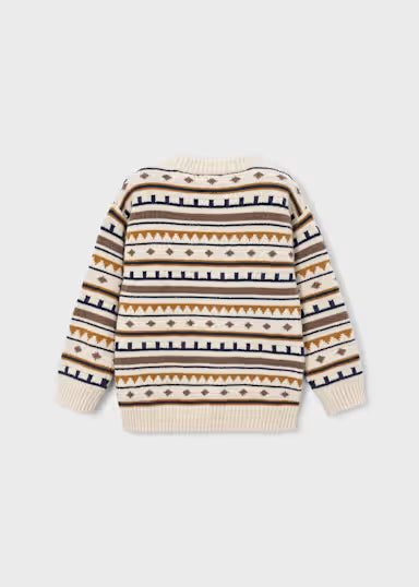MAGLIONCINO JACQUARD FANTASIA BEIGE/OCRA