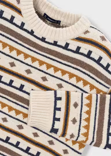 MAGLIONCINO JACQUARD FANTASIA BEIGE/OCRA