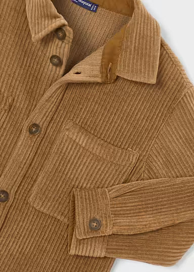 CAMICIA A COSTINE TINTA UNITA BISCOTTO