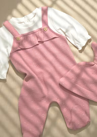 TUTINA SALOPETTE CON SHIRT E CAPPELLO ROSA BLUSH